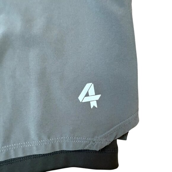 Fourlaps Athletic Running Shorts Lined Training Gym Workout Gray Black Mens XL - Picture 5 of 8